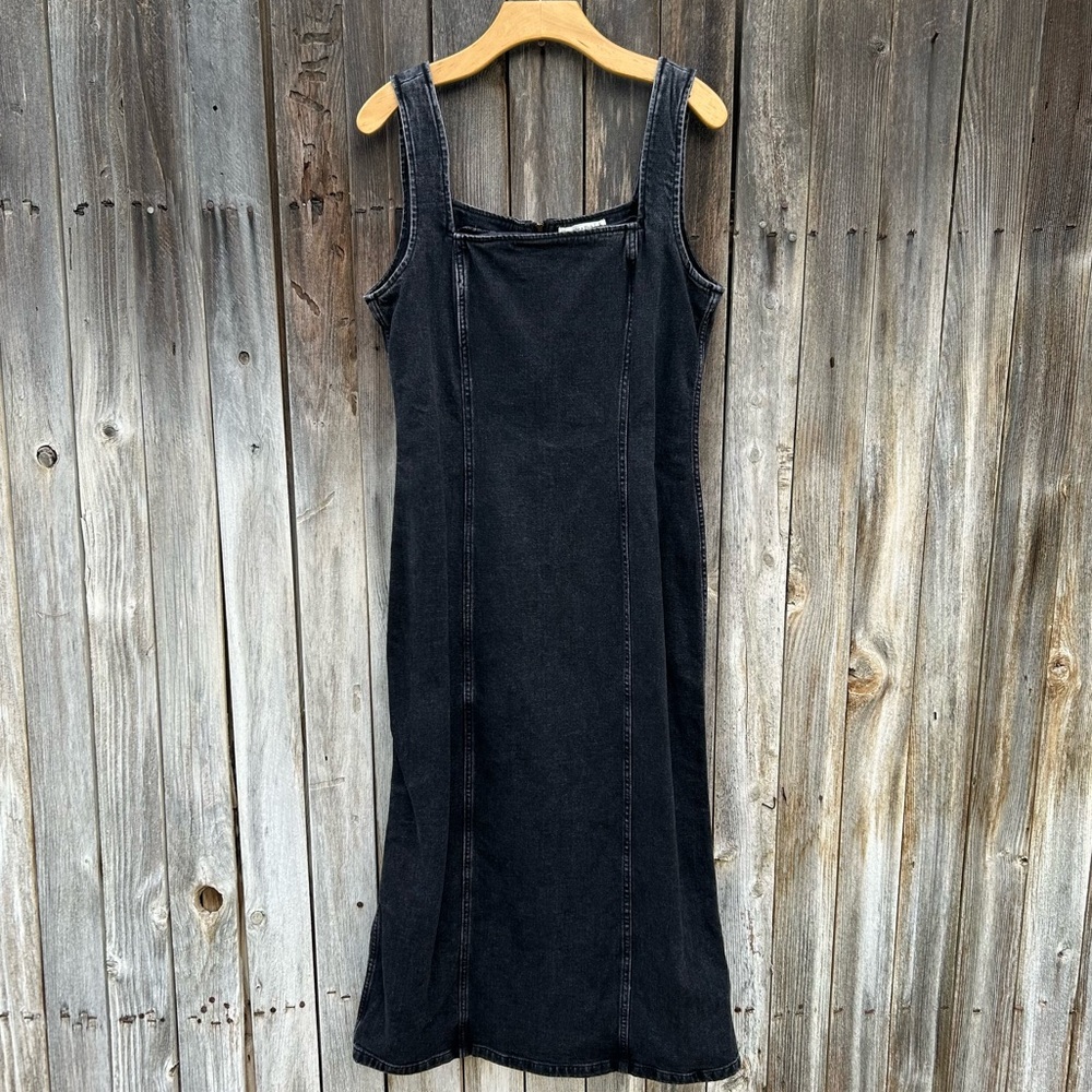 Abercrombie & Fitch Denim Midi Maxi Dress Black Wash  L - Picture 16 of 16